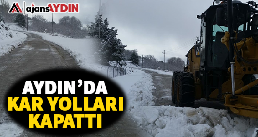 Aydın'da kar yolları kapattı