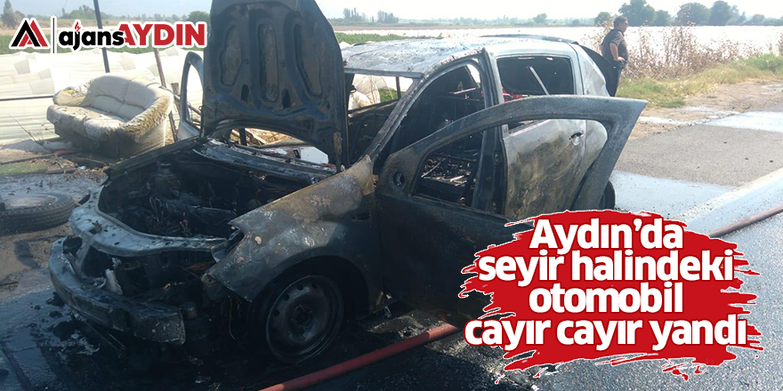 Aydın'da seyir halindeki otomobil cayır cayır yandı